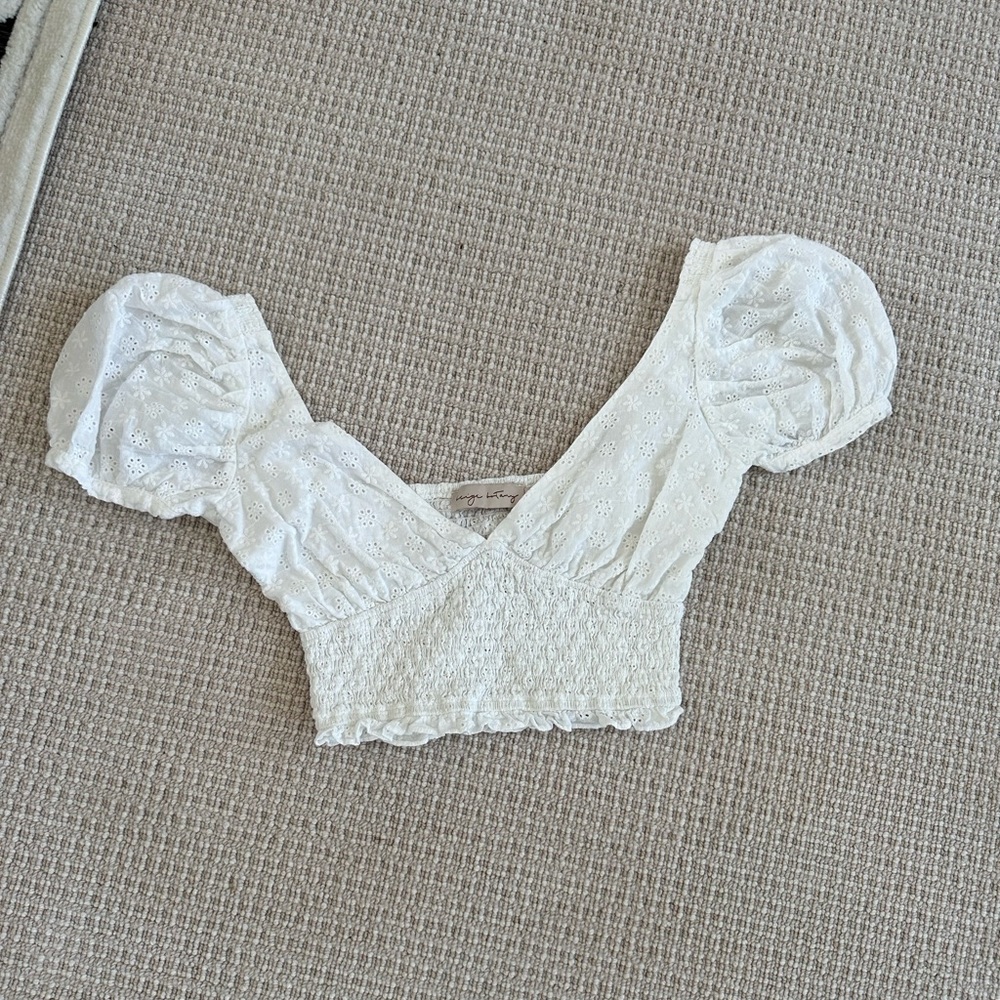white eyelet top